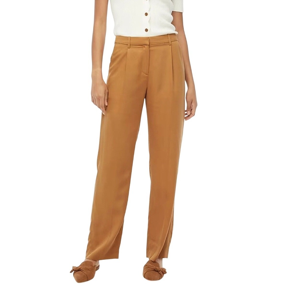 J Crew Factory‎ Womens Wide Leg Pleated Twill Trouser Pant Size 20 Warm Brandy